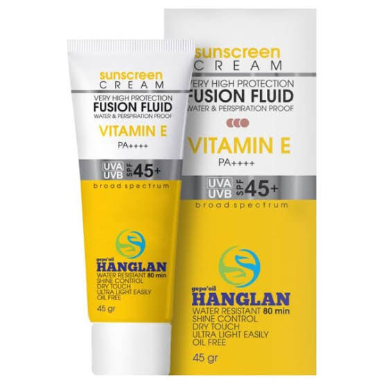 ضد آفتاب فیوژن فلویید بی رنگ فاقد چربی هانگلن SPF45 حجم 45 گرم